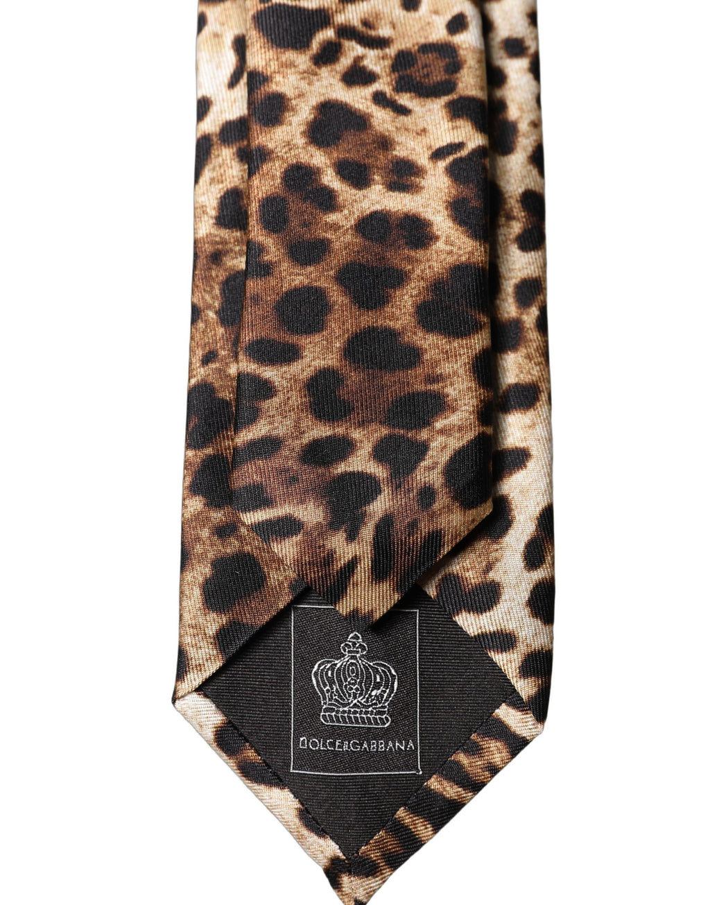Dolce & Gabbana Brown Leopard Print Silk Adjustable Men Necktie Tie