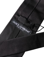 Dolce & Gabbana Brown Logo Embroidery Silk Adjustable Men Necktie Tie