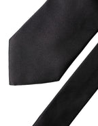 Dolce & Gabbana Black Satin 100% Silk Adjustable Men Tied Necktie Tie