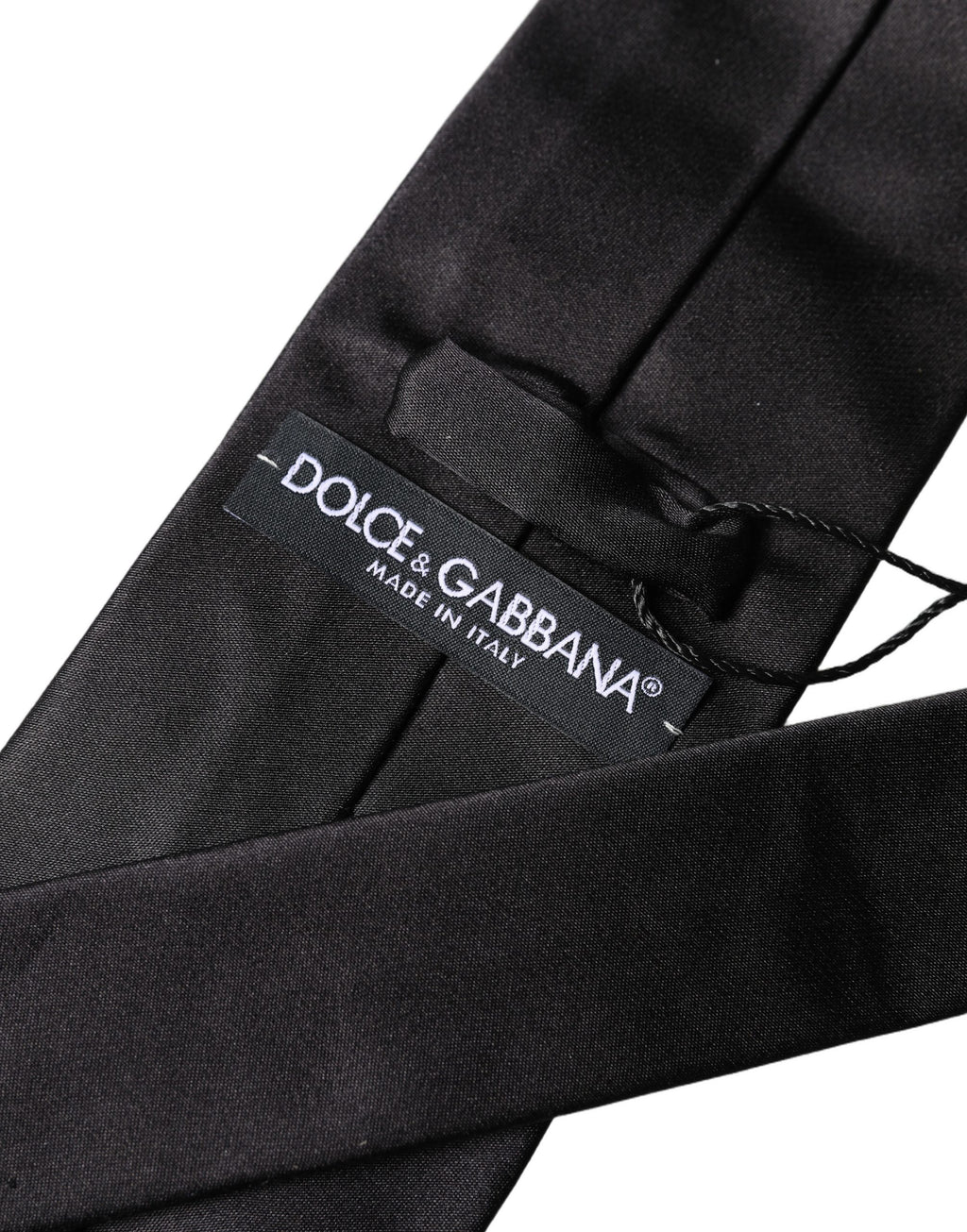 Dolce & Gabbana Black Satin 100% Silk Adjustable Men Tied Necktie Tie