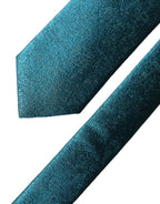 Dolce & Gabbana Deep Teal Solid Silk Adjustable Men Tied Necktie Tie