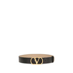 Valentino Garavani Black Calf Leather Bos Taurus Belt