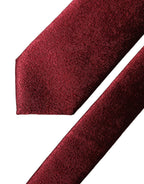 Dolce & Gabbana Burgundy Solid Silk Adjustable Men Tied Necktie Tie
