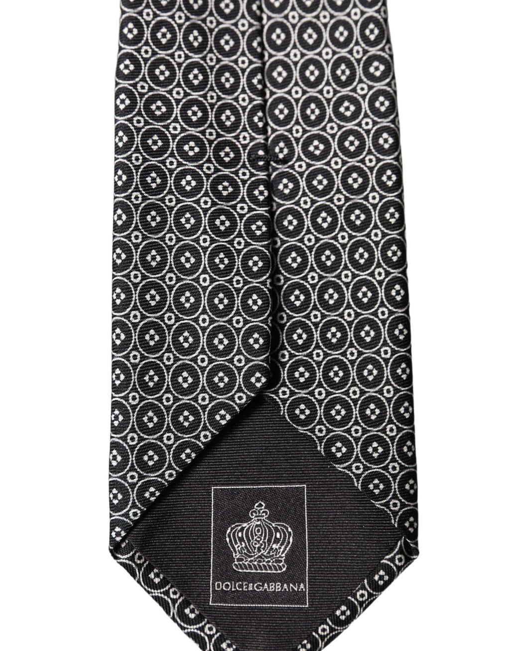 Dolce & Gabbana Black White Patterned Silk Adjustable Men Necktie Tie