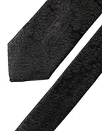 Dolce & Gabbana Black Floral Fantasy Silk Adjustable Men Tied Necktie Tie