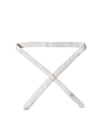 Dolce & Gabbana White Solid Textured Silk Adjustable Men Tied Necktie Tie