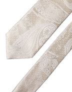 Dolce & Gabbana Off White Floral Silk Adjustable Men Tied Necktie Tie