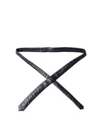 Dolce & Gabbana Black Solid Lamb Leather Adjustable Men Tied Necktie Tie