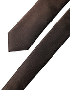 Dolce & Gabbana Brown Solid 100% Silk Adjustable Men Tied Necktie Tie
