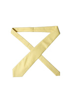 Dolce & Gabbana Yellow Solid Satin Silk Adjustable Women Tied Necktie Tie