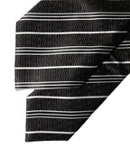 Dolce & Gabbana Black White Stripes Silk Adjustable Women Necktie Tie