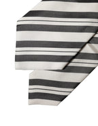 Dolce & Gabbana Black White Stripes Silk Adjustable Women Necktie Tie