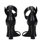 Versace Black Leather Stiletto Heel Sandals