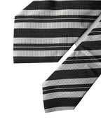 Dolce & Gabbana Black White Stripes Silk Adjustable Women Necktie Tie