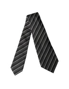 Dolce & Gabbana Black White Stripes Silk Adjustable Women Necktie Tie