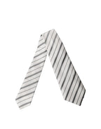 Dolce & Gabbana Black White Stripes Silk Adjustable Women Necktie Tie