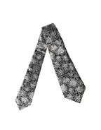Dolce & Gabbana Black Silver Floral Silk Adjustable Women Necktie Tie