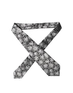 Dolce & Gabbana Black Silver Floral Silk Adjustable Women Necktie Tie