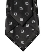 Dolce & Gabbana Black White Geometric Silk Adjustable Women Necktie Tie