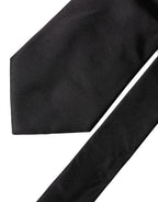 Dolce & Gabbana Black Solid Satin Silk Adjustable Women Necktie Tie