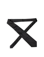Dolce & Gabbana Black Solid Satin Silk Adjustable Women Necktie Tie