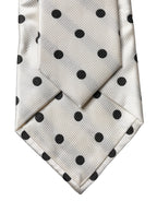 Dolce & Gabbana White Black Polka Dot Silk Adjustable Women Necktie Tie