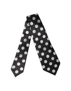 Dolce & Gabbana Black White Polka Dot Silk Adjustable Women Necktie Tie