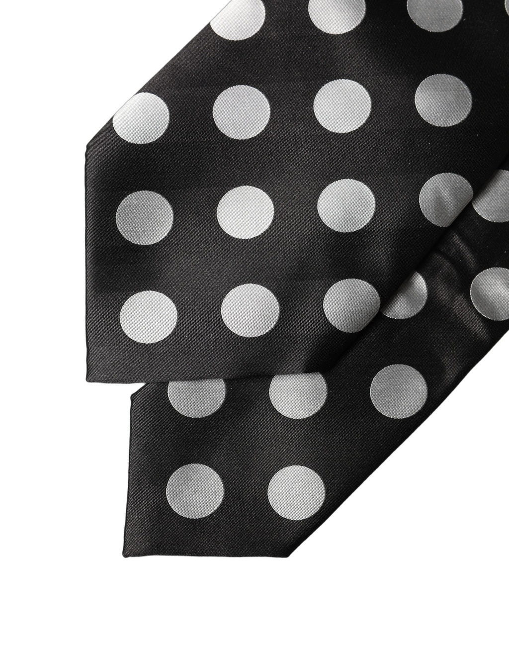 Dolce & Gabbana Black White Polka Dot Silk Adjustable Women Necktie Tie