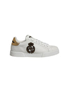 Dolce & Gabbana White Gold Crest Crown Portofino Sneakers Shoes