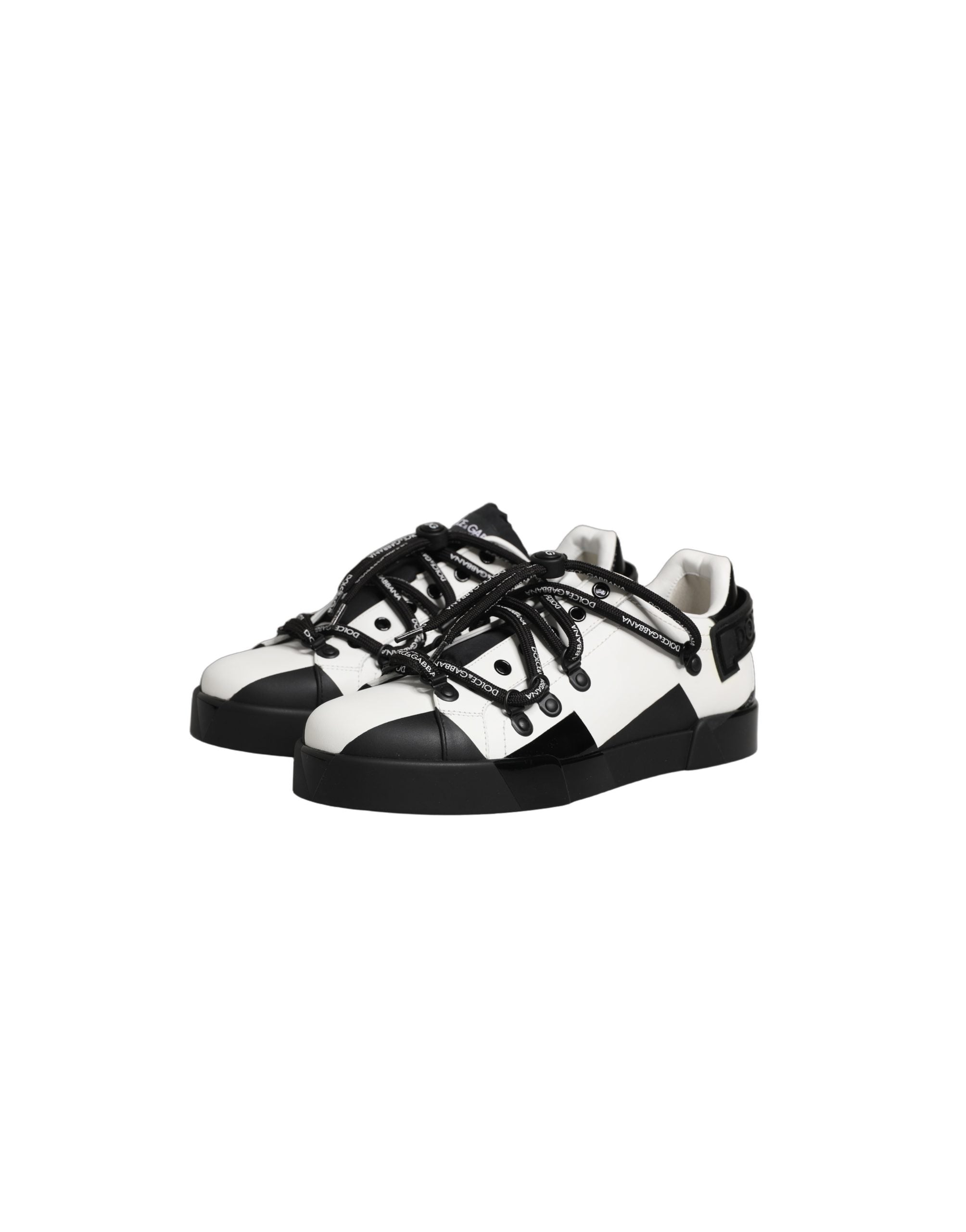 Dolce & Gabbana White Black DG Logo PORTOFINO Sneakers Shoes
