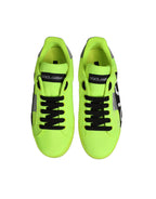 Dolce & Gabbana Green Logo Tape Low Top Portofino Sneakers Shoes