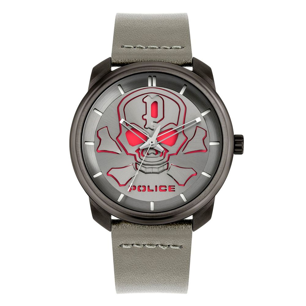 Police Gray Leather Dress Watch