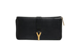 Saint Laurent Black and Gold leather logo zip wallet