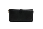 Saint Laurent Black and Gold leather logo zip wallet