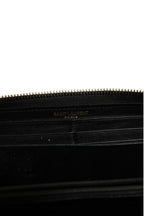 Saint Laurent Black and Gold leather logo zip wallet