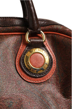 Etro Pattern red, brown, gold canvas duffel bag