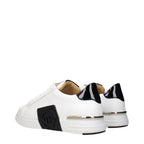 Philipp Plein White Leather Low Top Sneakers