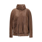 Calvin Klein Brown Lamb Ovis Aries Aries Leather Jacket