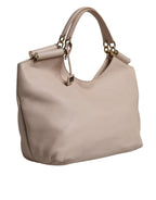 Dolce & Gabbana Light Pink Leather Logo Plaque Tote Shoulder Borse Bag