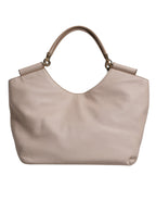 Dolce & Gabbana Light Pink Leather Logo Plaque Tote Shoulder Borse Bag