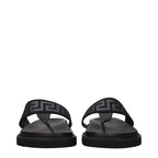 Versace Black Fabric Flip-Flop Sandals