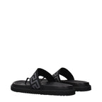 Versace Black Fabric Flip-Flop Sandals