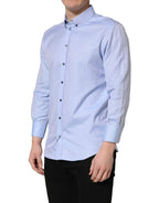 Dolce & Gabbana Light Blue Cotton Dress Formal Men Shirt