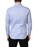 Dolce & Gabbana Light Blue Cotton Dress Formal Men Shirt