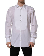 Dolce & Gabbana White Bib Cotton Poplin Dress Formal Shirt