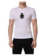 Dolce & Gabbana White Logo Heart Cotton Men Crew Neck T-shirt