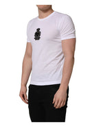 Dolce & Gabbana White Logo Heart Cotton Men Crew Neck T-shirt