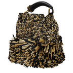 Roberto Cavalli Beige Raffia Handbag