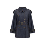 Burberry Blue Cotton Trench Coat