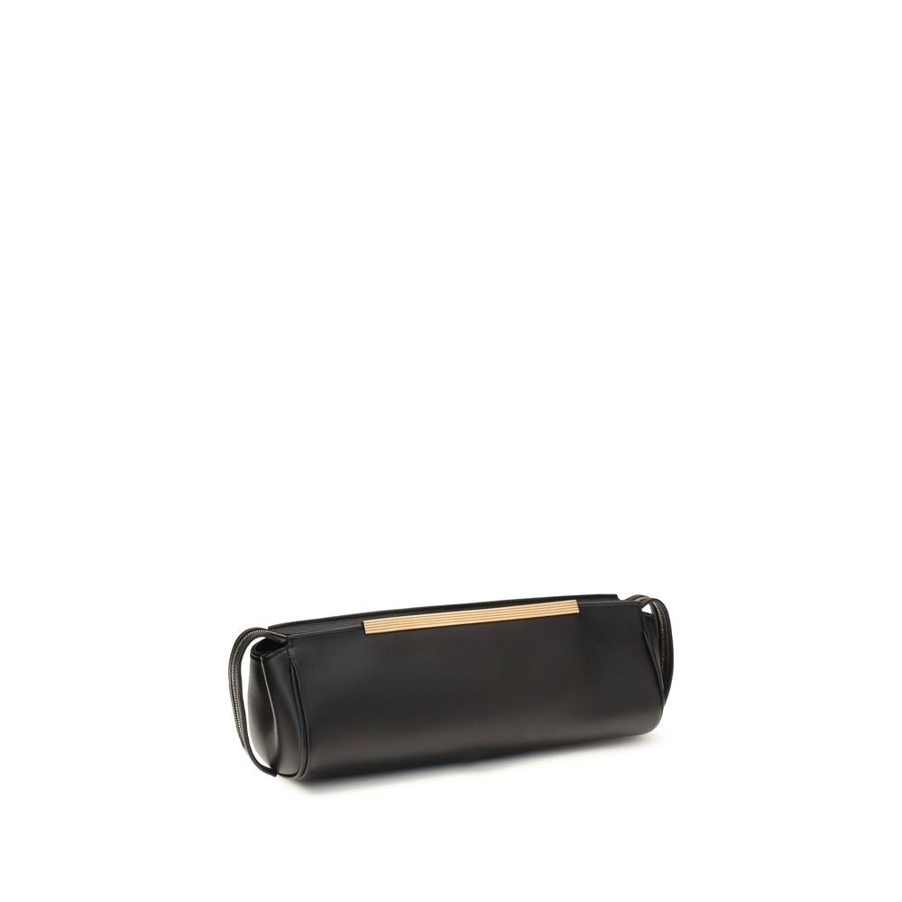 Khaite Black Calf Leather Bos Taurus Clutch Bag